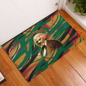 Frederick Douglass Rubber Doormat Green Abstract Design Civil Rights Leader Quote on Race and Humanity - African Pride