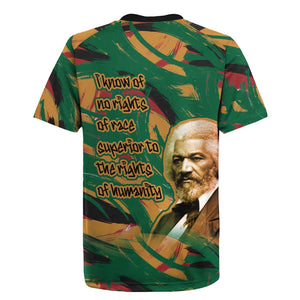 Frederick Douglass Rugby Jersey Green Abstract Design Civil Rights Leader Quote on Race and Humanity TS04