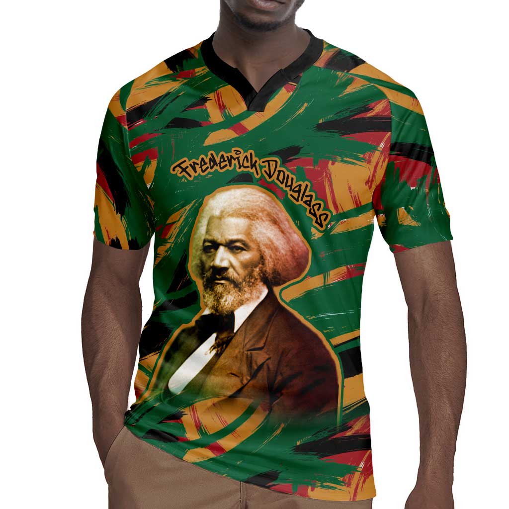 Frederick Douglass Rugby Jersey Green Abstract Design Civil Rights Leader Quote on Race and Humanity TS04