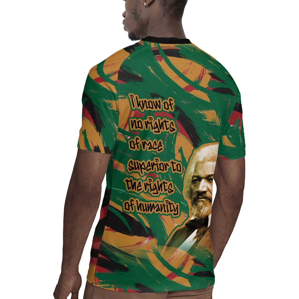 Frederick Douglass Rugby Jersey Green Abstract Design Civil Rights Leader Quote on Race and Humanity TS04