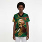 Frederick Douglass Scrub Top Green Abstract Design Civil Rights Leader Quote on Race and Humanity - African Pride