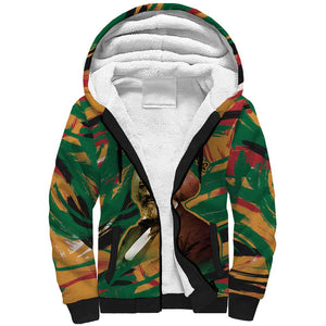 Frederick Douglass Sherpa Hoodie Green Abstract Design Civil Rights Leader Quote on Race and Humanity - African Pride