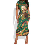 Frederick Douglass Short Sleeve Bodycon Dress Green Abstract Design Civil Rights Leader Quote on Race and Humanity TS04