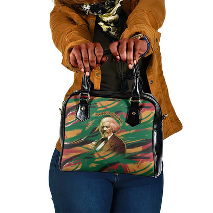 Frederick Douglass Shoulder Handbag Green Abstract Design Civil Rights Leader Quote on Race and Humanity - African Pride