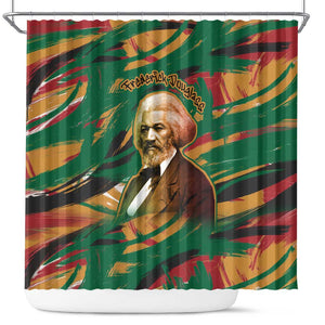 Frederick Douglass Shower Curtain Green Abstract Design Civil Rights Leader Quote on Race and Humanity - African Pride