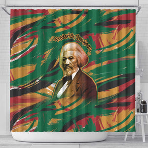 Frederick Douglass Shower Curtain Green Abstract Design Civil Rights Leader Quote on Race and Humanity - African Pride