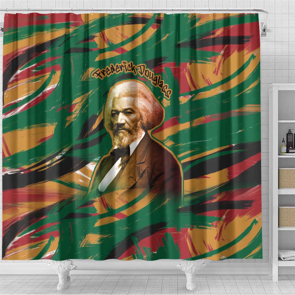 Frederick Douglass Shower Curtain Green Abstract Design Civil Rights Leader Quote on Race and Humanity - African Pride