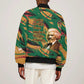 Frederick Douglass Sleeve Zip Bomber Jacket Green Abstract Design Civil Rights Leader Quote on Race and Humanity - African Pride