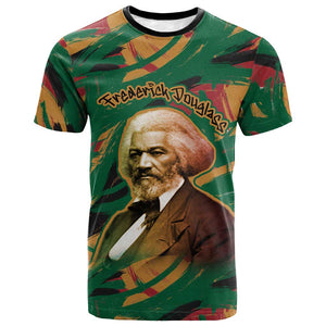Frederick Douglass T shirt Green Abstract Design Civil Rights Leader Quote on Race and Humanity TS04