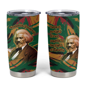 Frederick Douglass Tumbler Cup Green Abstract Design Civil Rights Leader Quote on Race and Humanity - African Pride