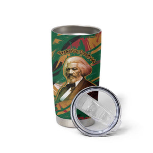 Frederick Douglass Tumbler Cup Green Abstract Design Civil Rights Leader Quote on Race and Humanity - African Pride