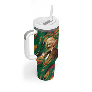 Frederick Douglass Tumbler With Handle Green Abstract Design Civil Rights Leader Quote on Race and Humanity - African Pride
