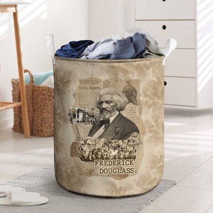 Frederick Douglass Laundry Basket Sepia Newspaper Collage Civil Rights March Historic Quote Design - African Pride