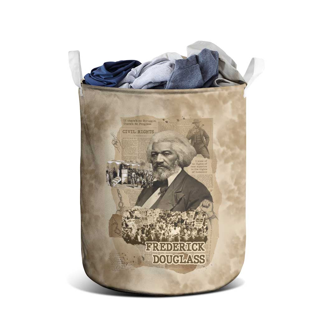 Frederick Douglass Laundry Basket Sepia Newspaper Collage Civil Rights March Historic Quote Design - African Pride