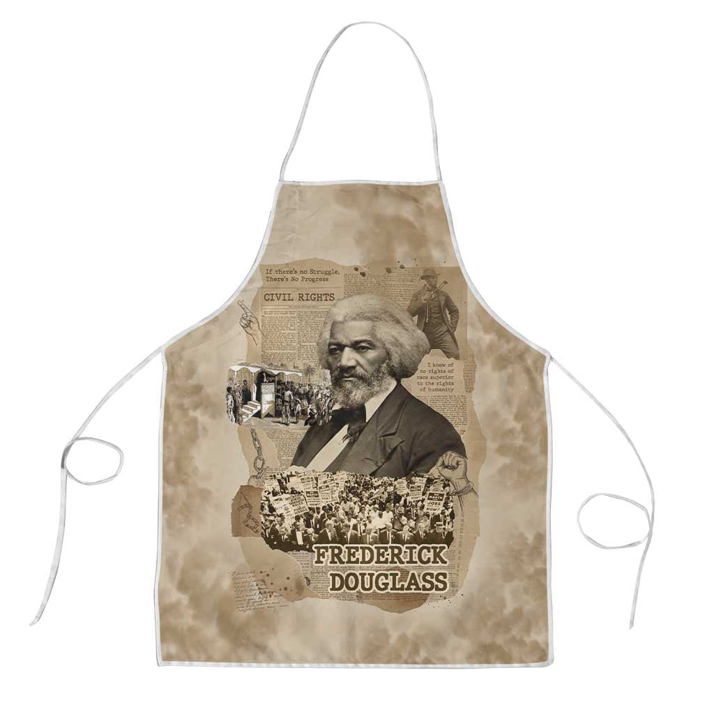 Frederick Douglass Apron Sepia Newspaper Collage Civil Rights March Historic Quote Design - African Pride