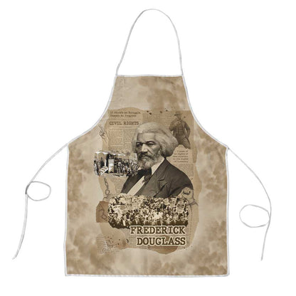 Frederick Douglass Apron Sepia Newspaper Collage Civil Rights March Historic Quote Design - African Pride