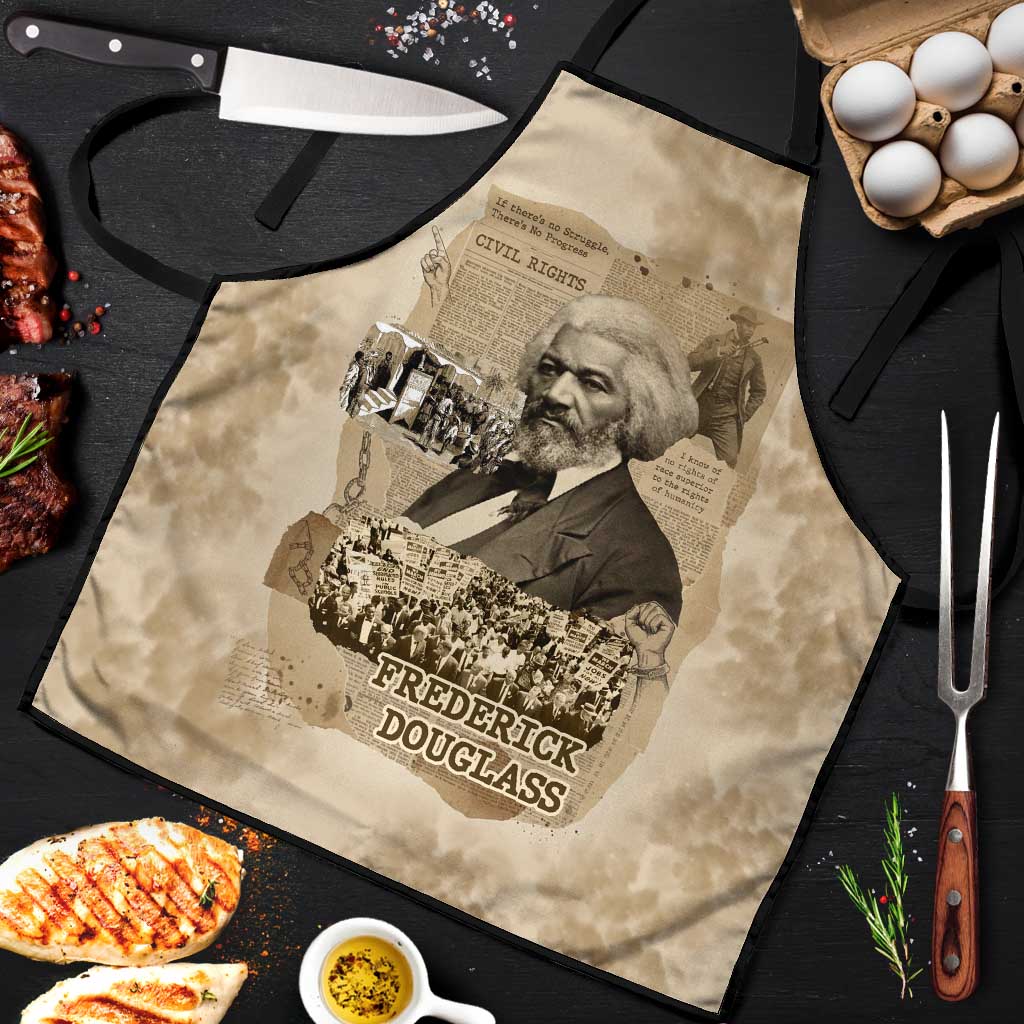 Frederick Douglass Apron Sepia Newspaper Collage Civil Rights March Historic Quote Design - African Pride