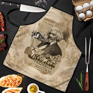 Frederick Douglass Apron Sepia Newspaper Collage Civil Rights March Historic Quote Design - African Pride