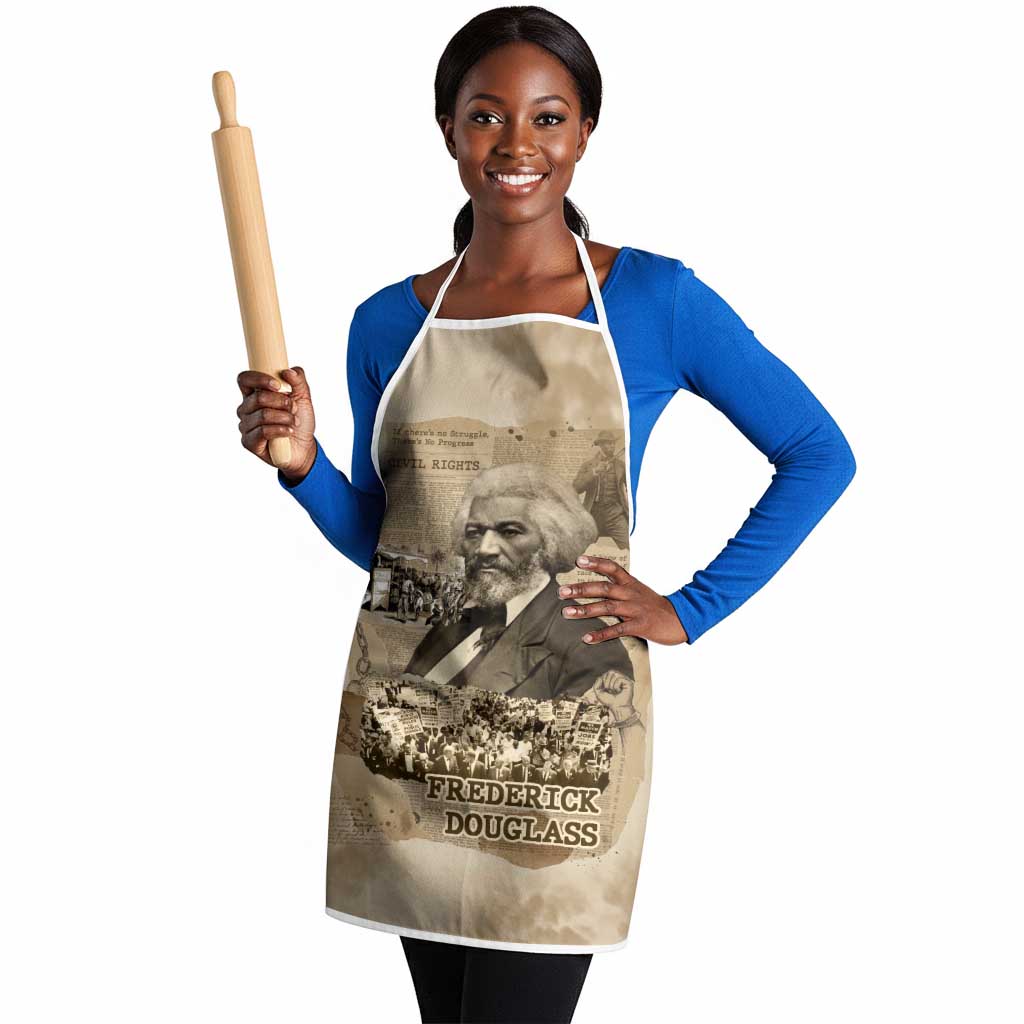 Frederick Douglass Apron Sepia Newspaper Collage Civil Rights March Historic Quote Design - African Pride