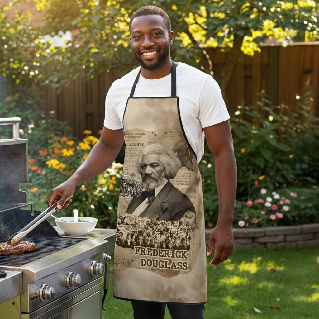 Frederick Douglass Apron Sepia Newspaper Collage Civil Rights March Historic Quote Design - African Pride