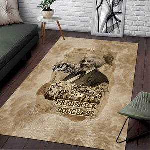 Frederick Douglass Area Rug Sepia Newspaper Collage Civil Rights March Historic Quote Design - African Pride