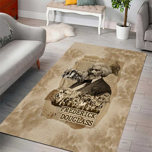 Frederick Douglass Area Rug Sepia Newspaper Collage Civil Rights March Historic Quote Design - African Pride