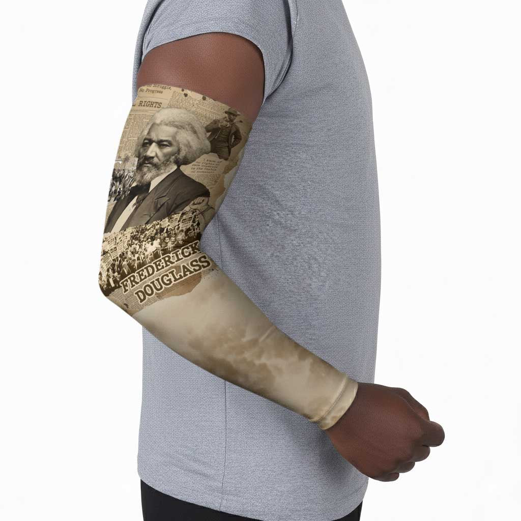 Frederick Douglass Arm Sleeves Sepia Newspaper Collage Civil Rights March Historic Quote Design - African Pride