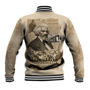 Frederick Douglass Baseball Jacket Sepia Newspaper Collage Civil Rights March Historic Quote Design - African Pride