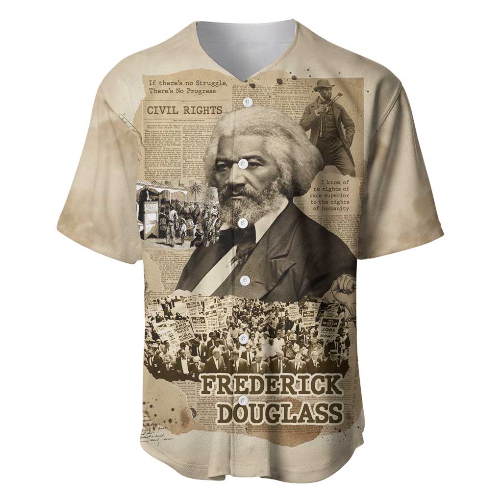 Frederick Douglass Baseball Jersey Sepia Newspaper Collage Civil Rights March Historic Quote Design TS04