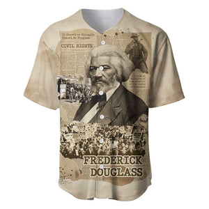 Frederick Douglass Baseball Jersey Sepia Newspaper Collage Civil Rights March Historic Quote Design TS04