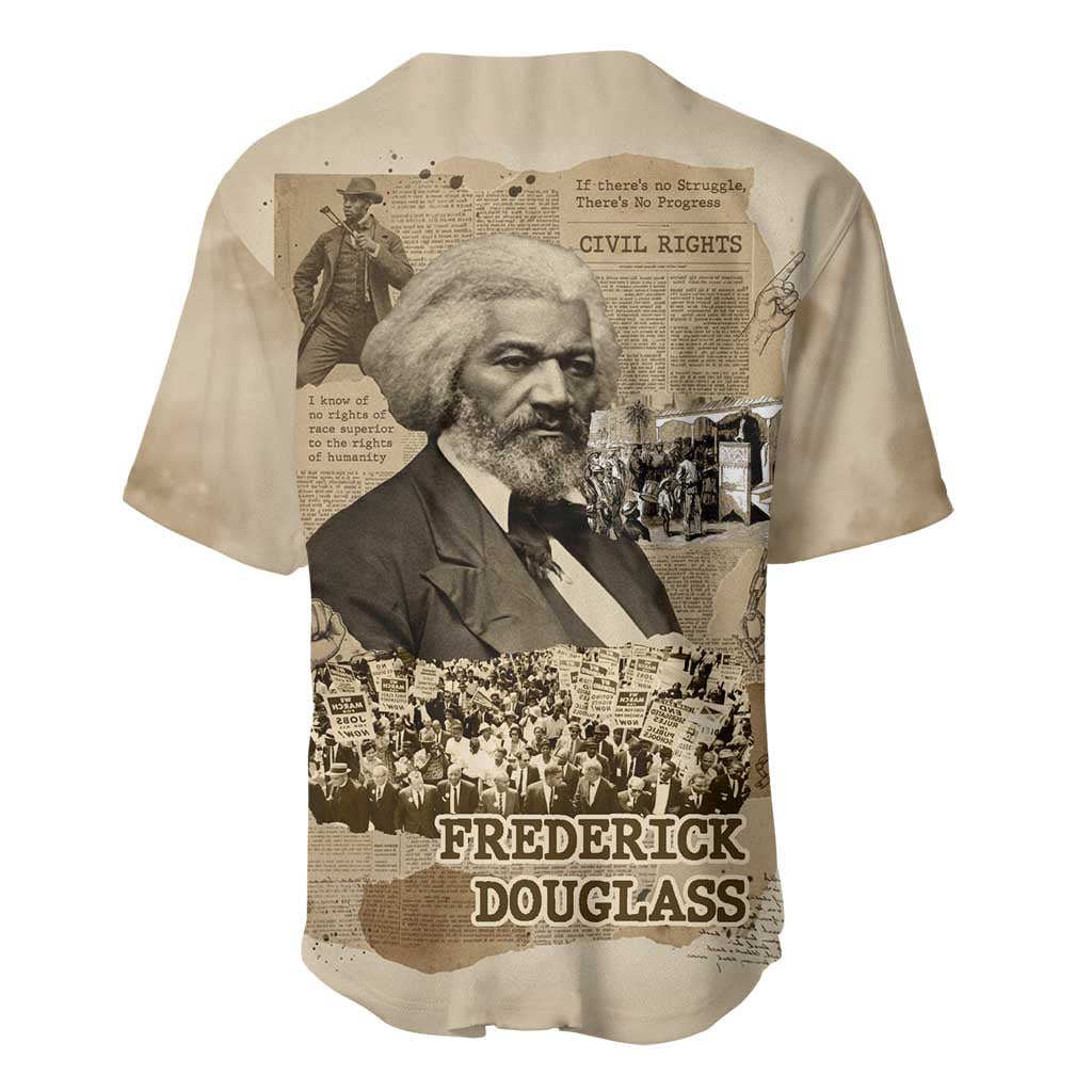 Frederick Douglass Baseball Jersey Sepia Newspaper Collage Civil Rights March Historic Quote Design TS04