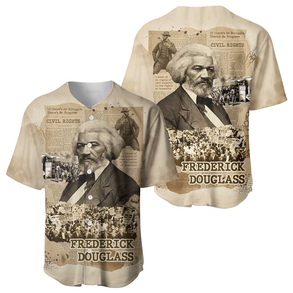 Frederick Douglass Baseball Jersey Sepia Newspaper Collage Civil Rights March Historic Quote Design TS04