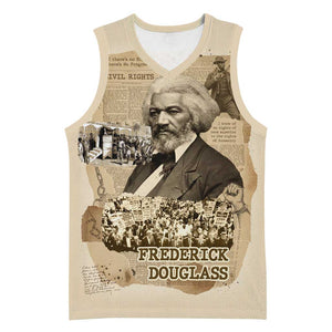 Frederick Douglass Basketball Jersey Sepia Newspaper Collage Civil Rights March Historic Quote Design - African Pride