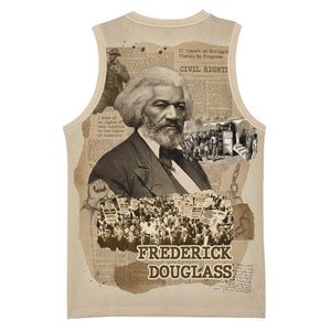 Frederick Douglass Basketball Jersey Sepia Newspaper Collage Civil Rights March Historic Quote Design - African Pride