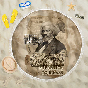 Frederick Douglass Beach Blanket Sepia Newspaper Collage Civil Rights March Historic Quote Design - African Pride