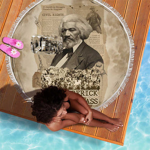 Frederick Douglass Beach Blanket Sepia Newspaper Collage Civil Rights March Historic Quote Design - African Pride