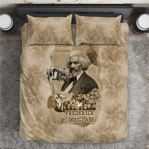 Frederick Douglass Bedding Set Sepia Newspaper Collage Civil Rights March Historic Quote Design - African Pride