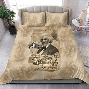 Frederick Douglass Bedding Set Sepia Newspaper Collage Civil Rights March Historic Quote Design - African Pride