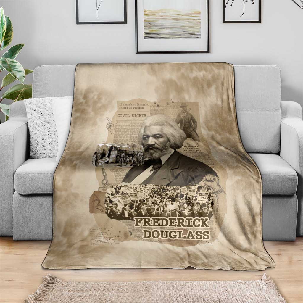 Frederick Douglass Blanket Sepia Newspaper Collage Civil Rights March Historic Quote Design - African Pride