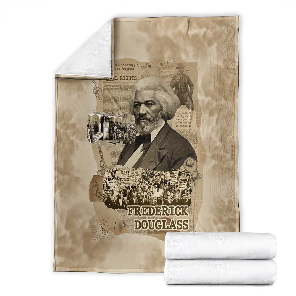 Frederick Douglass Blanket Sepia Newspaper Collage Civil Rights March Historic Quote Design - African Pride