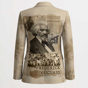 Frederick Douglass Blazer Sepia Newspaper Collage Civil Rights March Historic Quote Design - African Pride