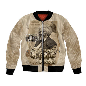Frederick Douglass Bomber Jacket Sepia Newspaper Collage Civil Rights March Historic Quote Design - African Pride
