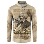 Frederick Douglass Button Sweatshirt Sepia Newspaper Collage Civil Rights March Historic Quote Design