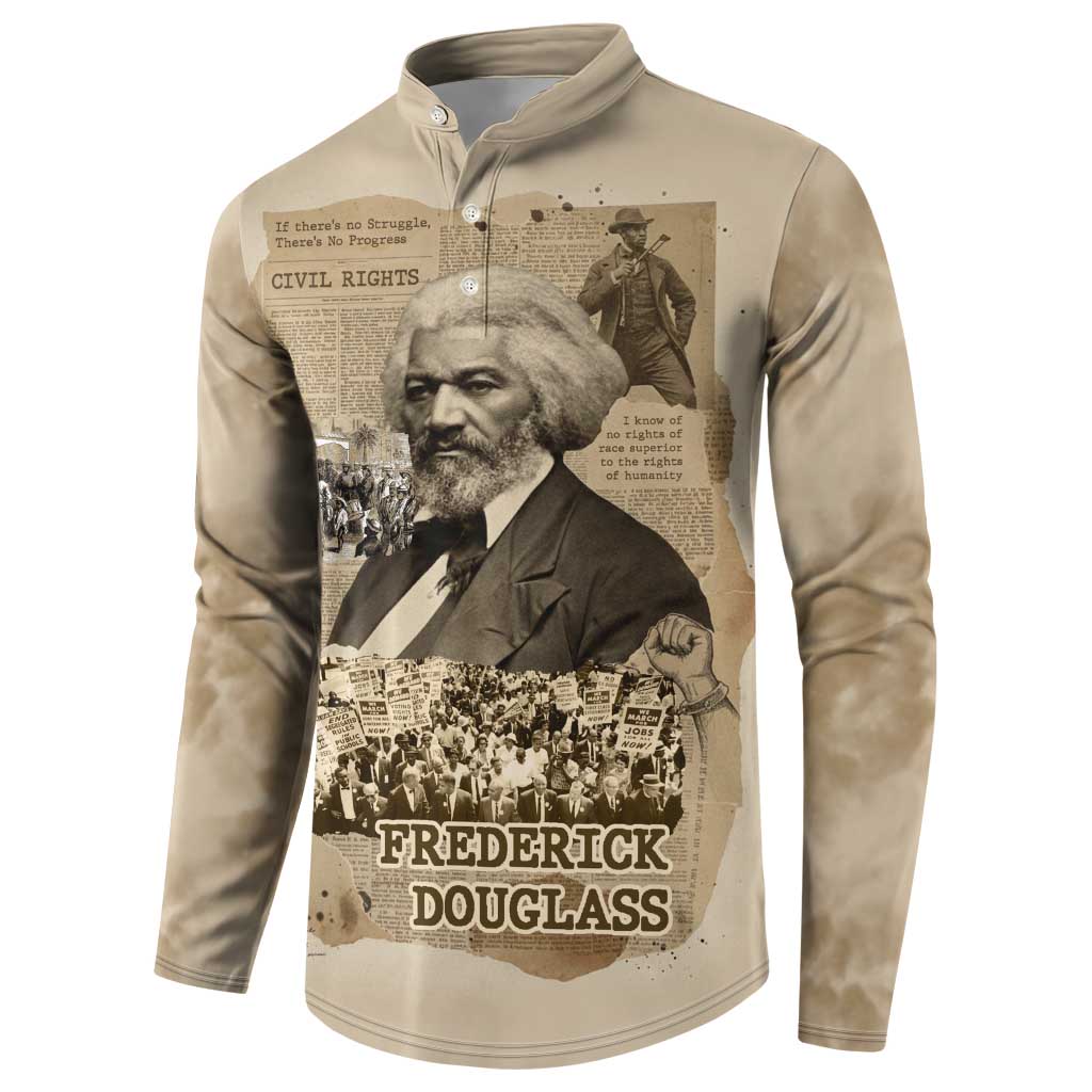 Frederick Douglass Button Sweatshirt Sepia Newspaper Collage Civil Rights March Historic Quote Design