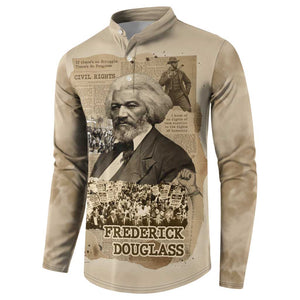 Frederick Douglass Button Sweatshirt Sepia Newspaper Collage Civil Rights March Historic Quote Design