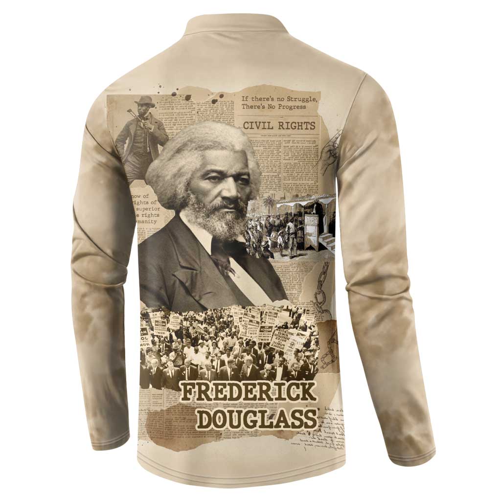 Frederick Douglass Button Sweatshirt Sepia Newspaper Collage Civil Rights March Historic Quote Design