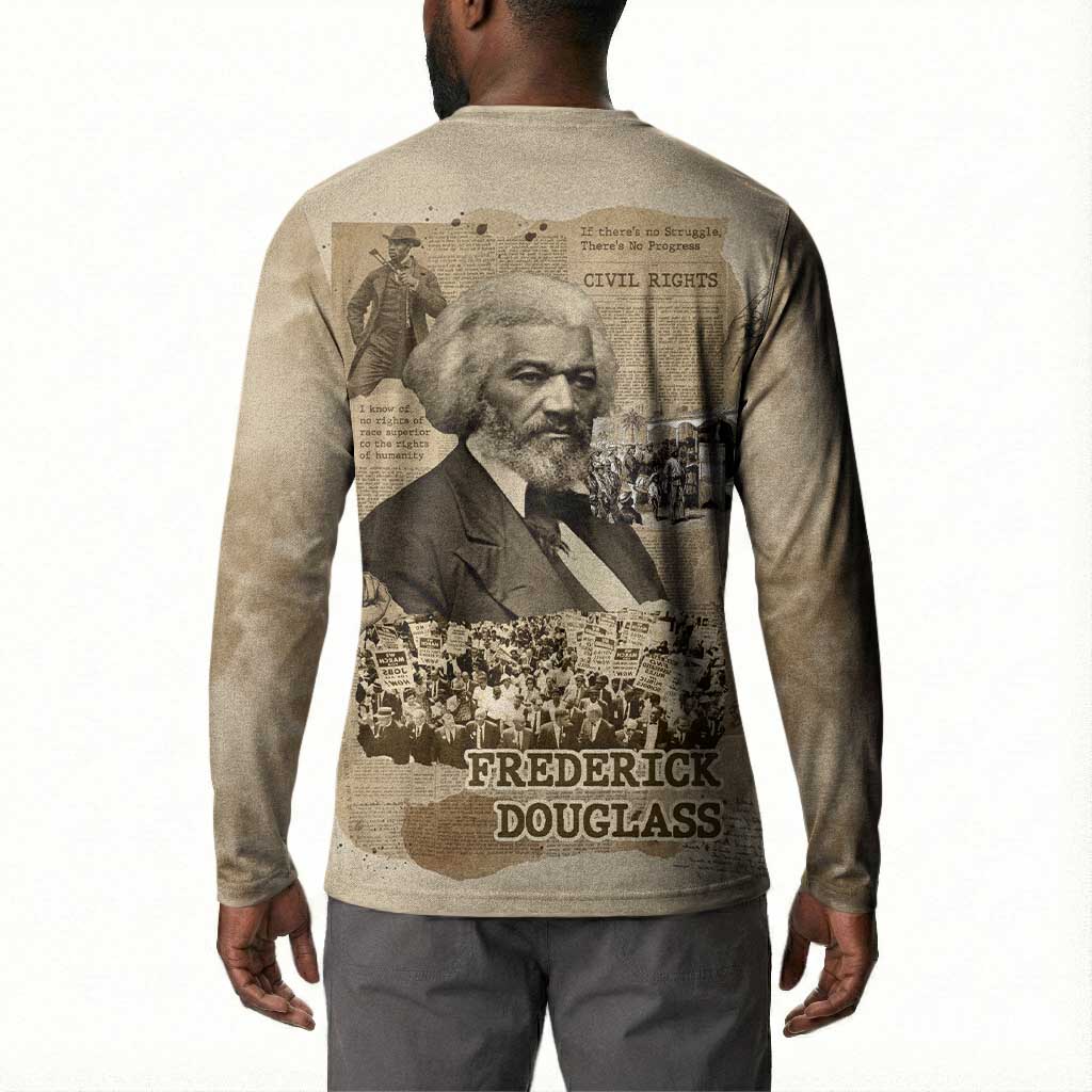 Frederick Douglass Button Sweatshirt Sepia Newspaper Collage Civil Rights March Historic Quote Design