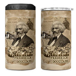 Frederick Douglass 4 in 1 Can Cooler Tumbler Sepia Newspaper Collage Civil Rights March Historic Quote Design - African Pride