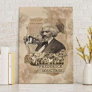 Frederick Douglass Canvas Wall Art Sepia Newspaper Collage Civil Rights March Historic Quote Design - African Pride
