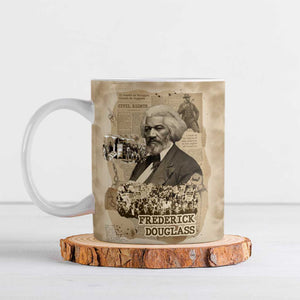 Frederick Douglass Ceramic Mug Sepia Newspaper Collage Civil Rights March Historic Quote Design - African Pride